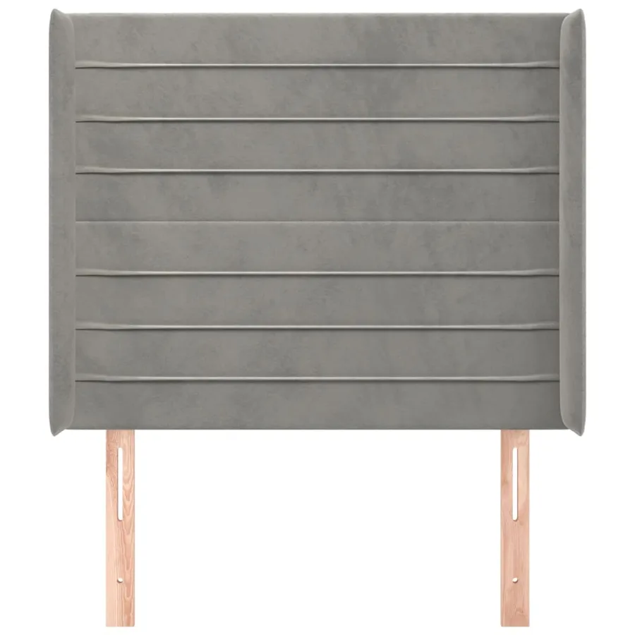 Tête de lit avec oreilles Gris clair 103x16x118/128 cm Velours - 3