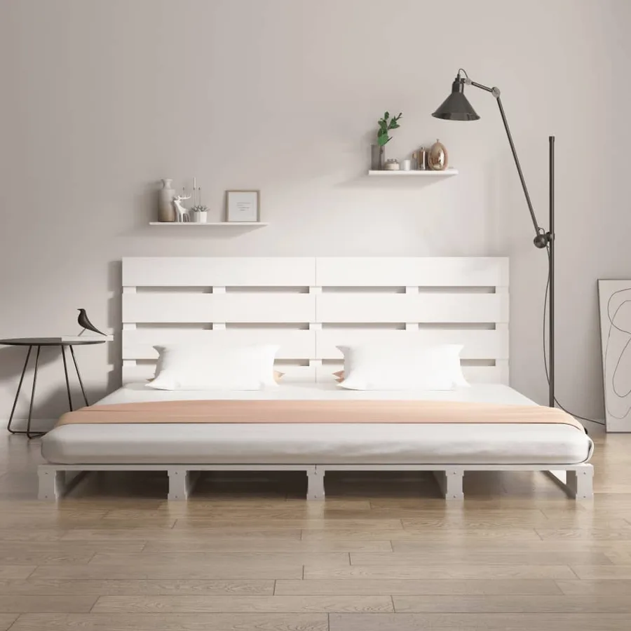 Cadre de lit sans matelas blanc 160x200 cm bois de pin massif - 3