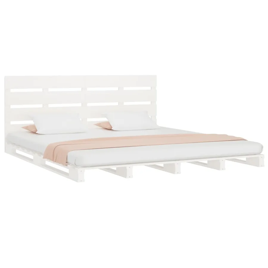 Cadre de lit sans matelas blanc 160x200 cm bois de pin massif - 4