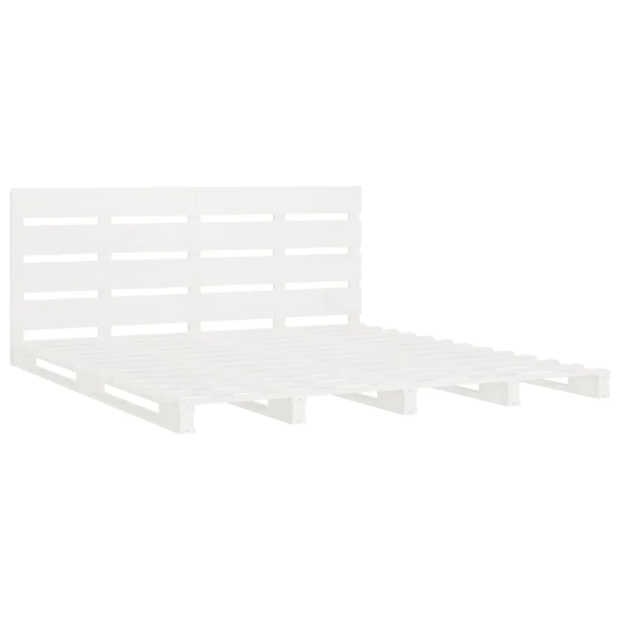 Cadre de lit sans matelas blanc 160x200 cm bois de pin massif - 5
