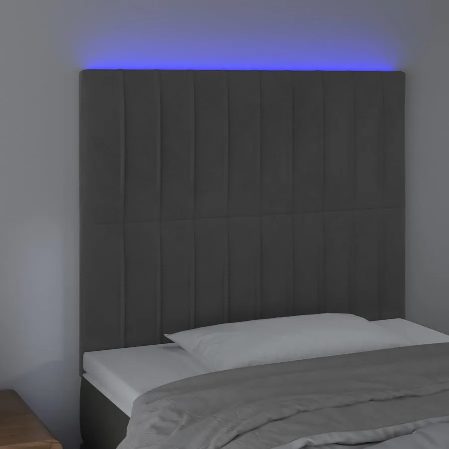 Tête de lit à LED Gris foncé 100x5x118/128 cm Velours - 3