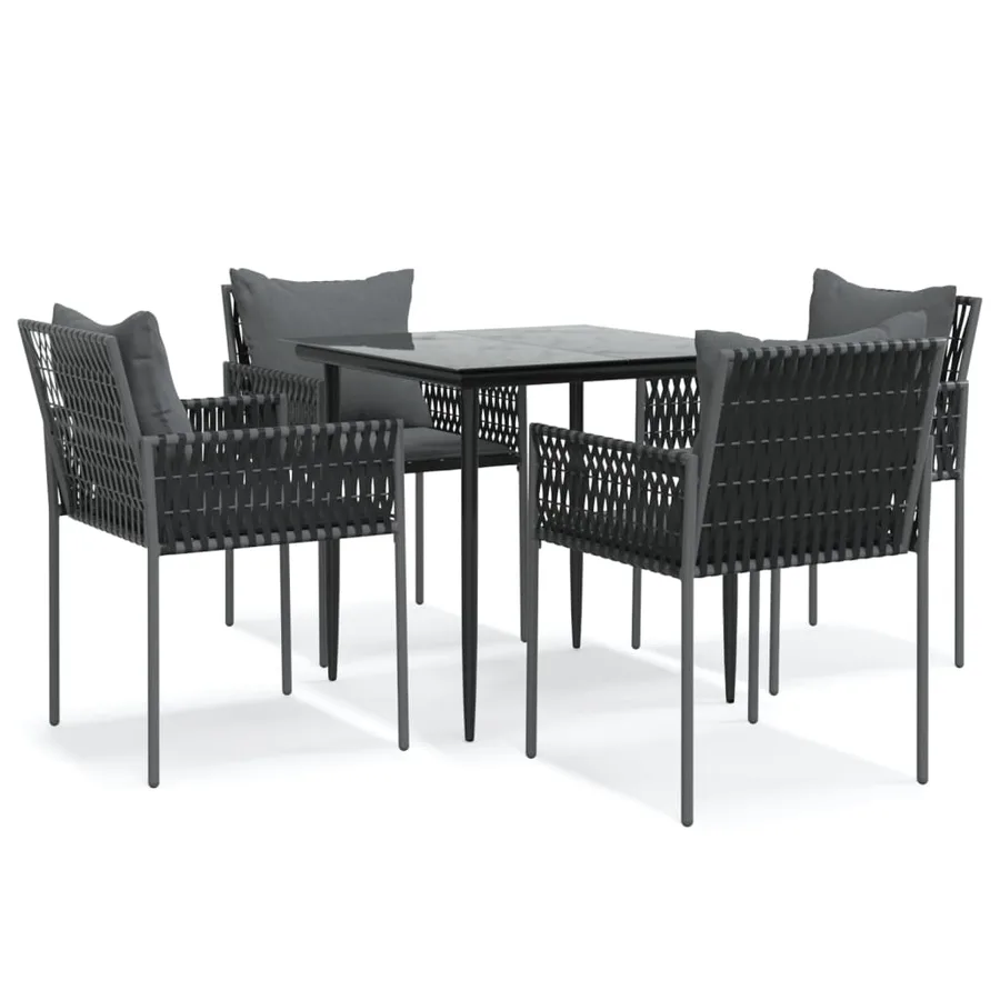 Ensemble à manger de jardin 5 pcs coussins résine tressée acier - 2