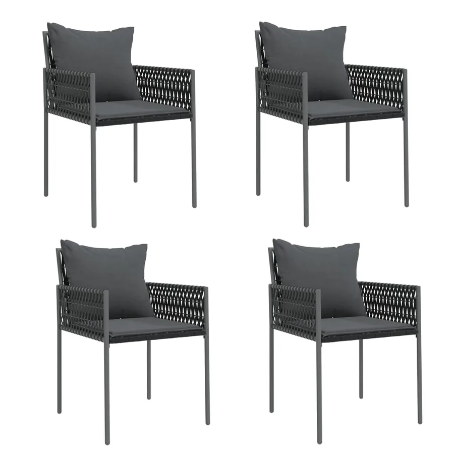 Ensemble à manger de jardin 5 pcs coussins résine tressée acier - 4