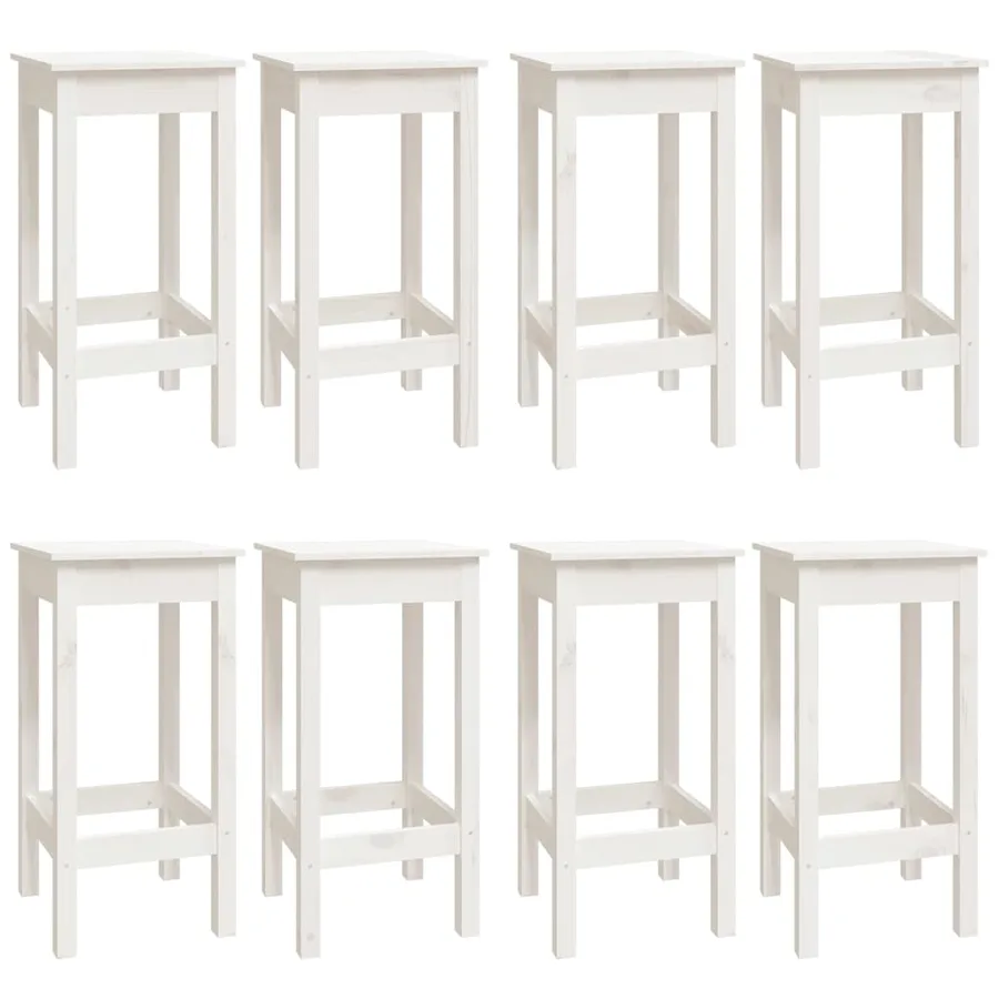 Ensemble de bar 9 pcs Blanc Bois de pin massif - 3