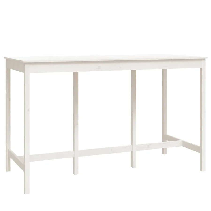 Ensemble de bar 9 pcs Blanc Bois de pin massif - 5
