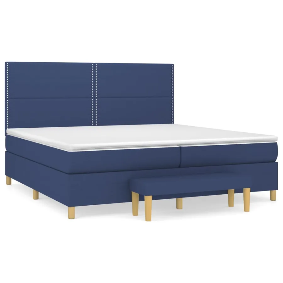 Sommier à lattes de lit avec matelas Bleu 200x200 cm Tissu - 2