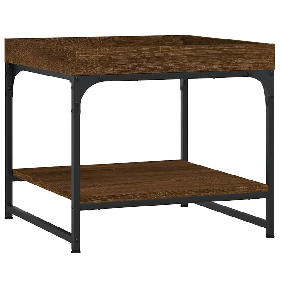 Table basse chêne marron 49,5x49,5x45 cm bois d'ingénierie - 2