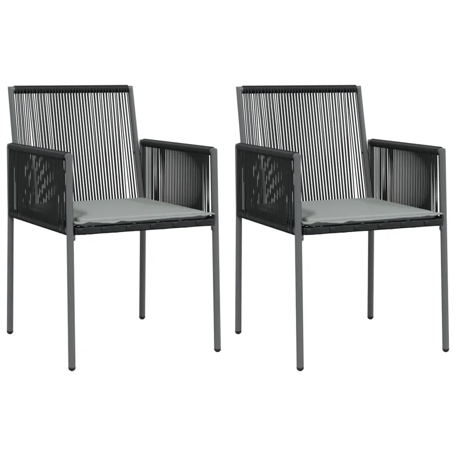 Ensemble à manger de jardin coussins 3 pcs noir rotin et acier - 4
