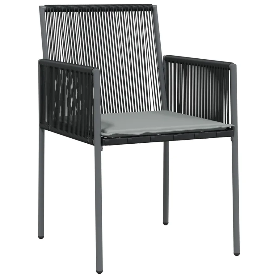 Ensemble à manger de jardin coussins 3 pcs noir rotin et acier - 5