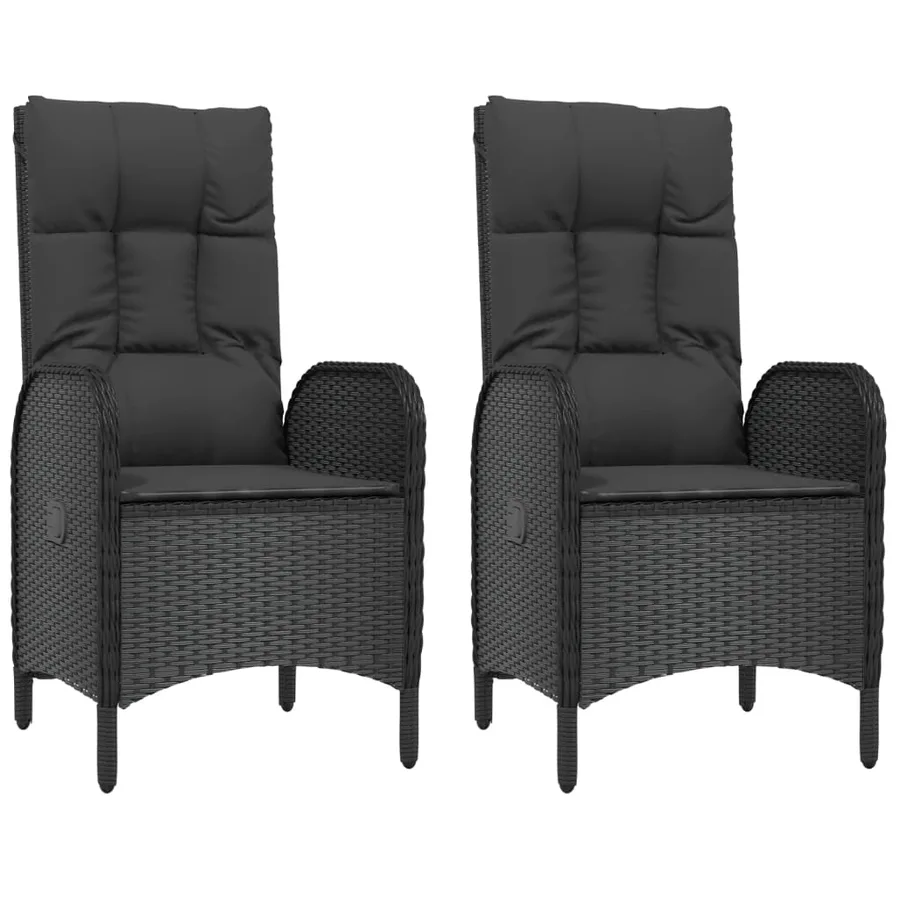 Ensemble à manger de jardin avec coussins 3 pcs Noir - 4
