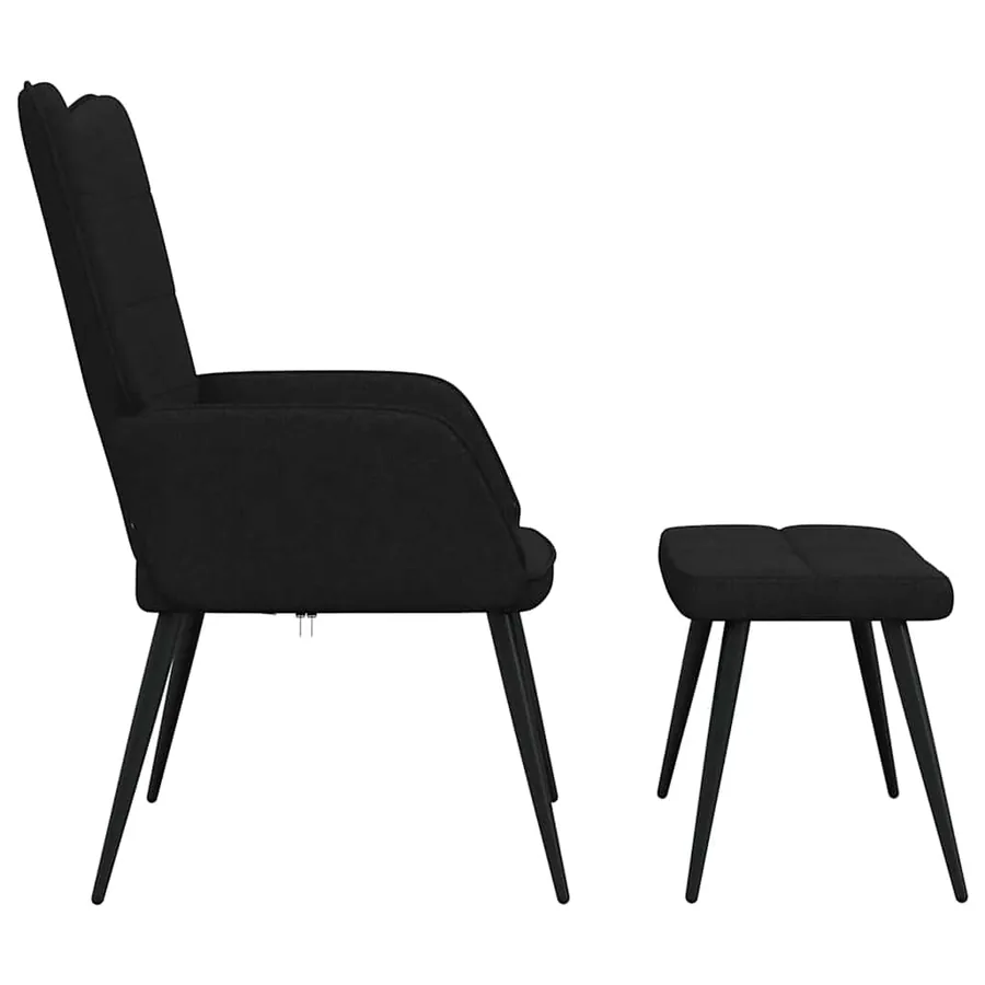 Chaise de relaxation avec tabouret Noir Tissu - 6