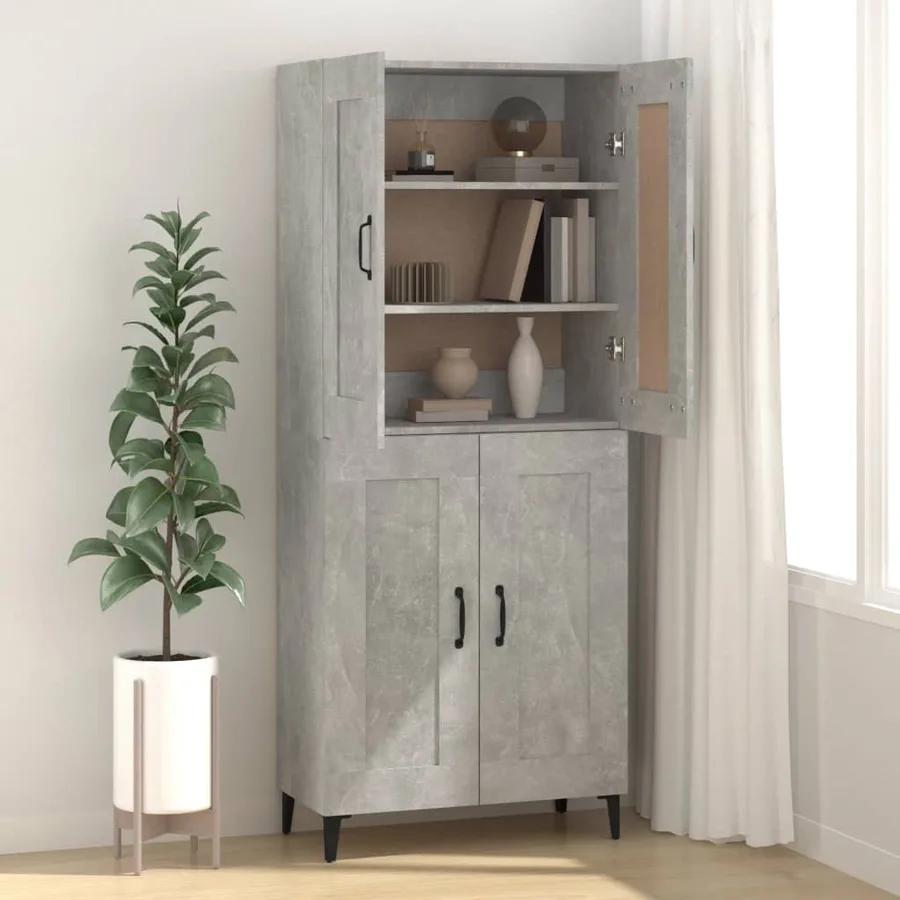 Buffet Gris béton 69,5x34x90 cm Bois d'ingénierie - 3