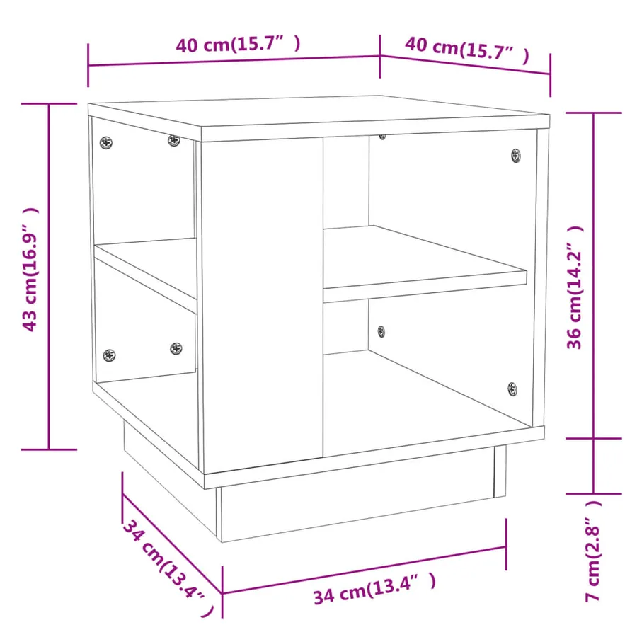 Table basse Sonoma gris 40x40x43 cm Bois d'ingénierie - 7