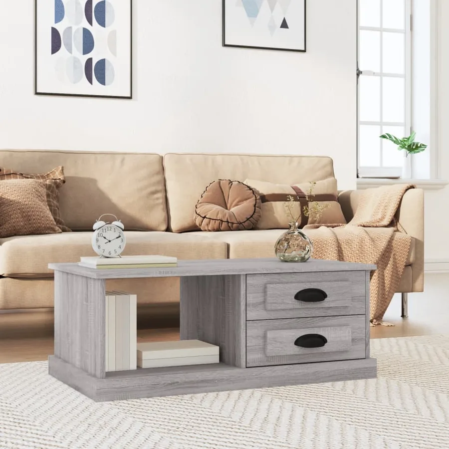 Table basse Sonoma gris 90x50x35 cm Bois d'ingénierie
