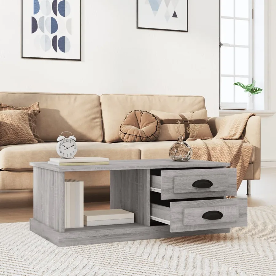 Table basse Sonoma gris 90x50x35 cm Bois d'ingénierie - 3