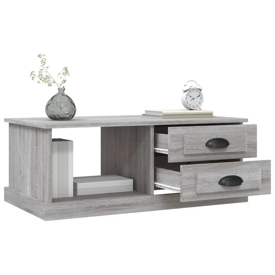 Table basse Sonoma gris 90x50x35 cm Bois d'ingénierie - 5