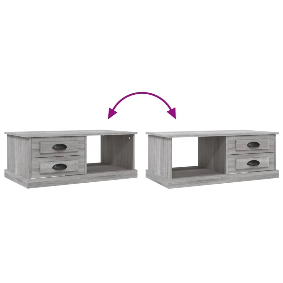 Table basse Sonoma gris 90x50x35 cm Bois d'ingénierie - 9