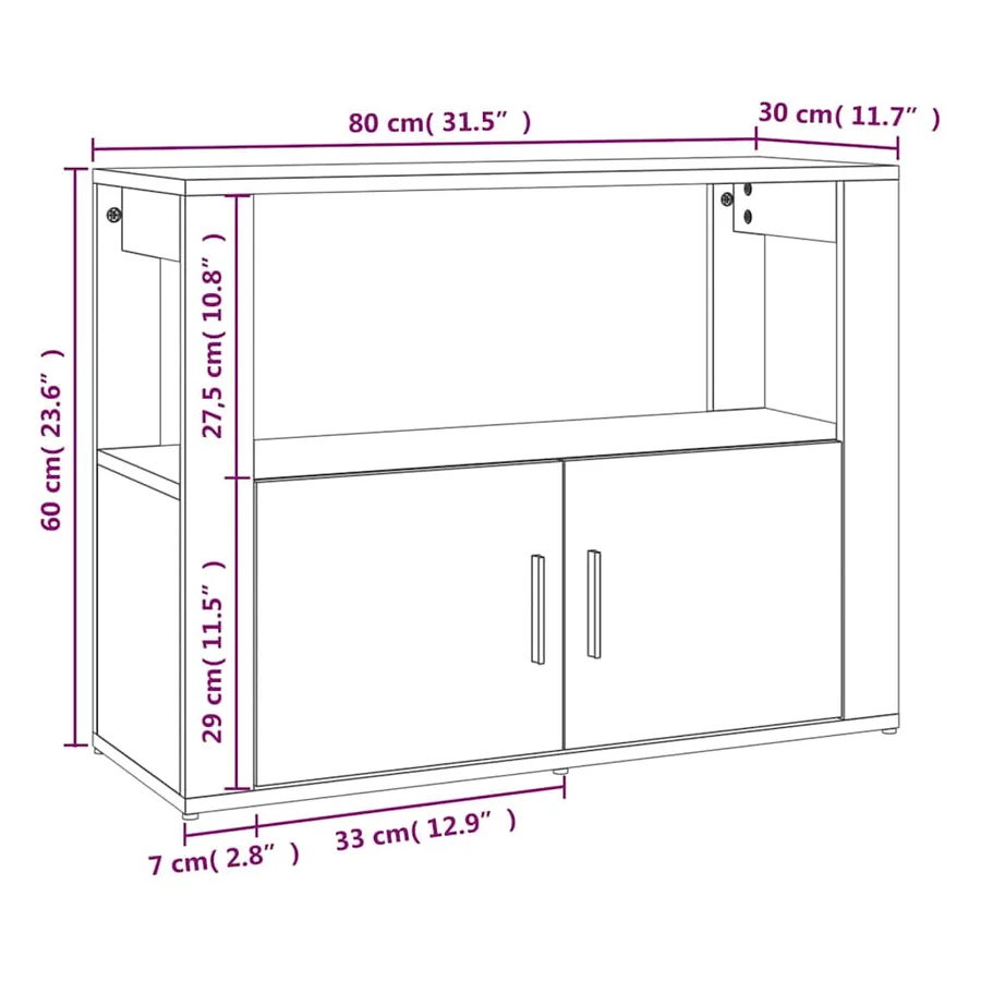 Buffet Blanc 80x30x60 cm Bois d'ingénierie - 10