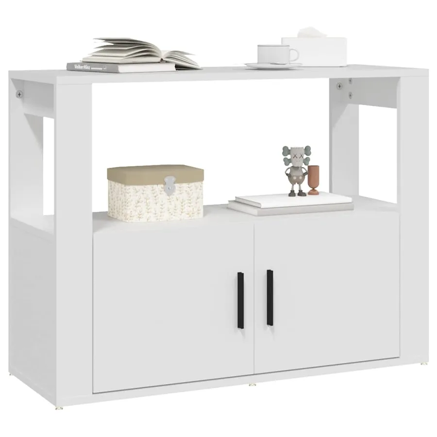 Buffet Blanc 80x30x60 cm Bois d'ingénierie - 4