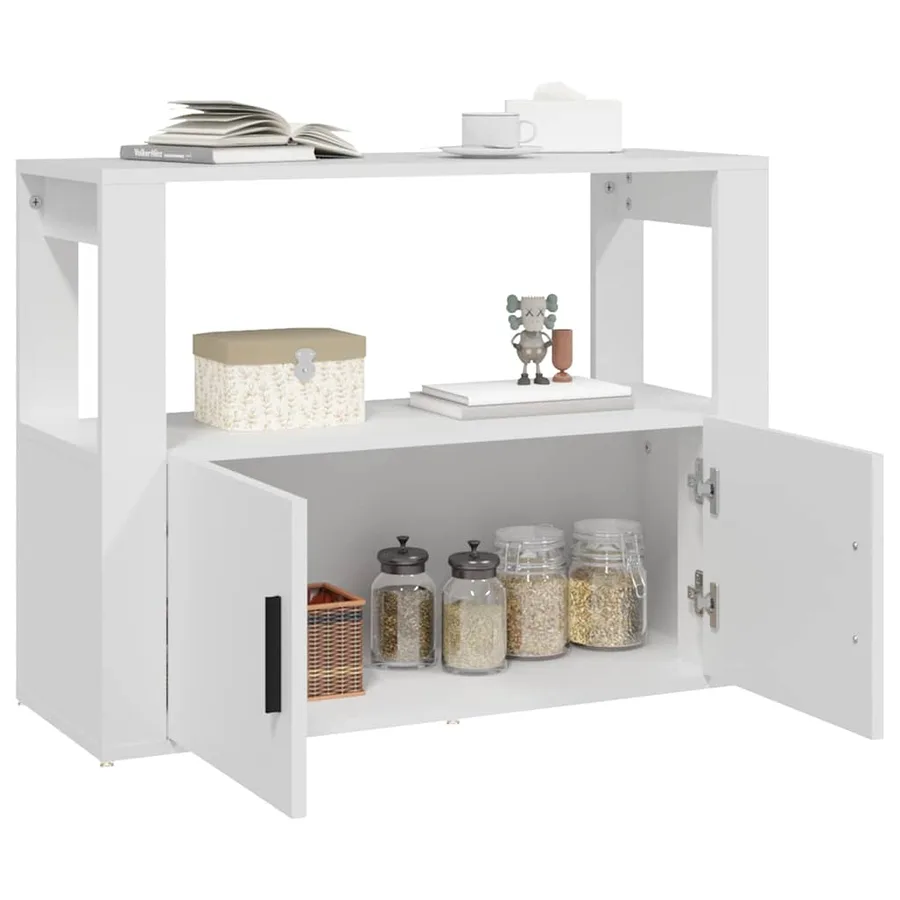 Buffet Blanc 80x30x60 cm Bois d'ingénierie - 5
