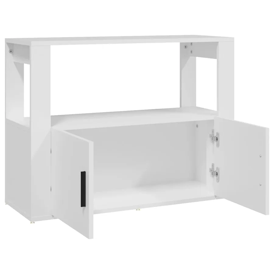 Buffet Blanc 80x30x60 cm Bois d'ingénierie - 7