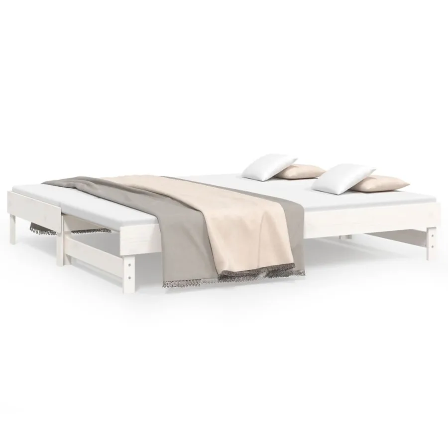 Lit coulissant sans matelas blanc 2x(100x200) cm - 2