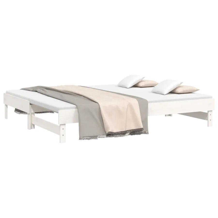 Lit coulissant sans matelas blanc 2x(100x200) cm - 3