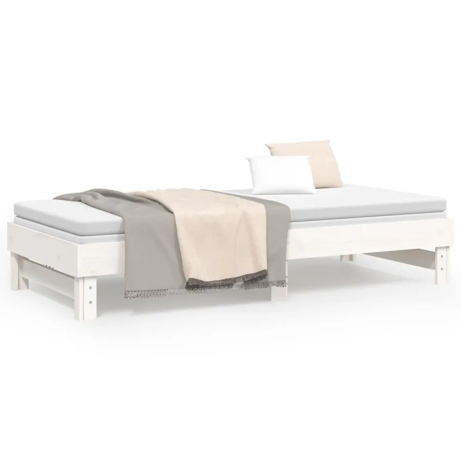 Lit coulissant sans matelas blanc 2x(100x200) cm - 5