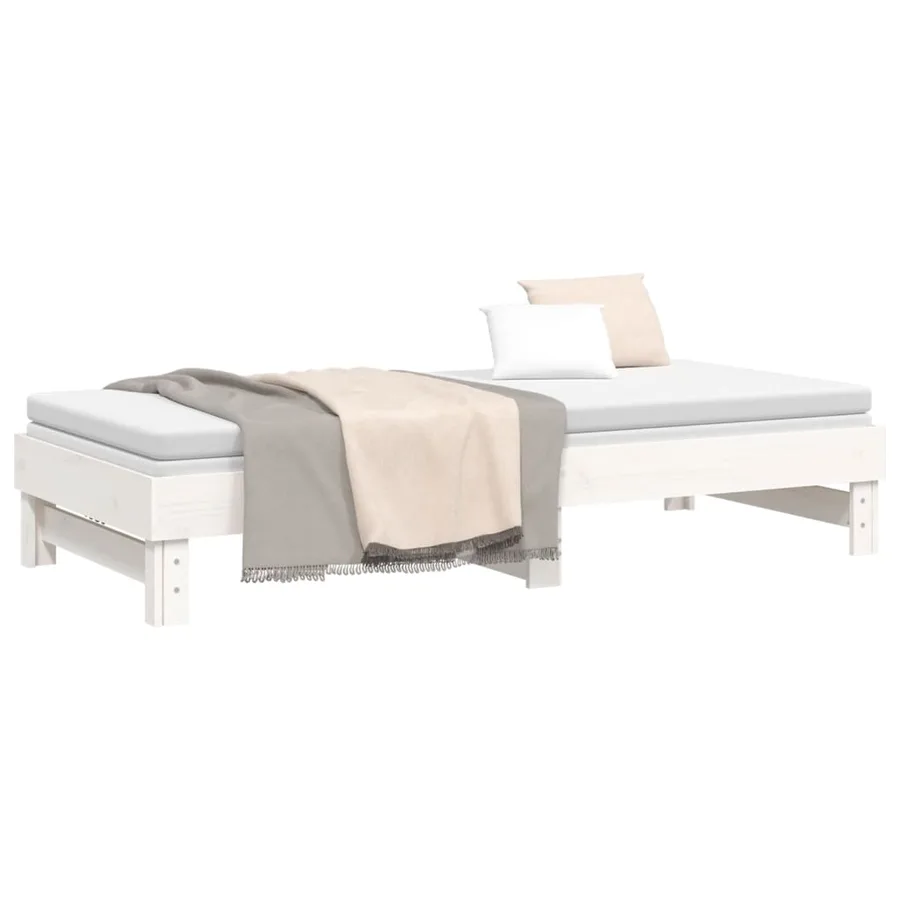 Lit coulissant sans matelas blanc 2x(100x200) cm - 6