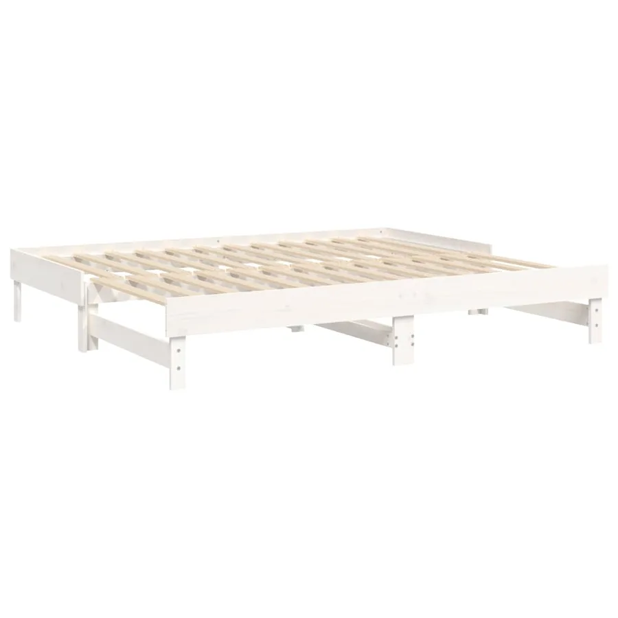Lit coulissant sans matelas blanc 2x(100x200) cm - 7