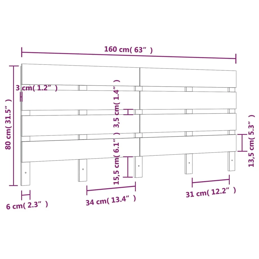 Tête de lit Blanc 160x3x80 cm Bois massif de pin - 6