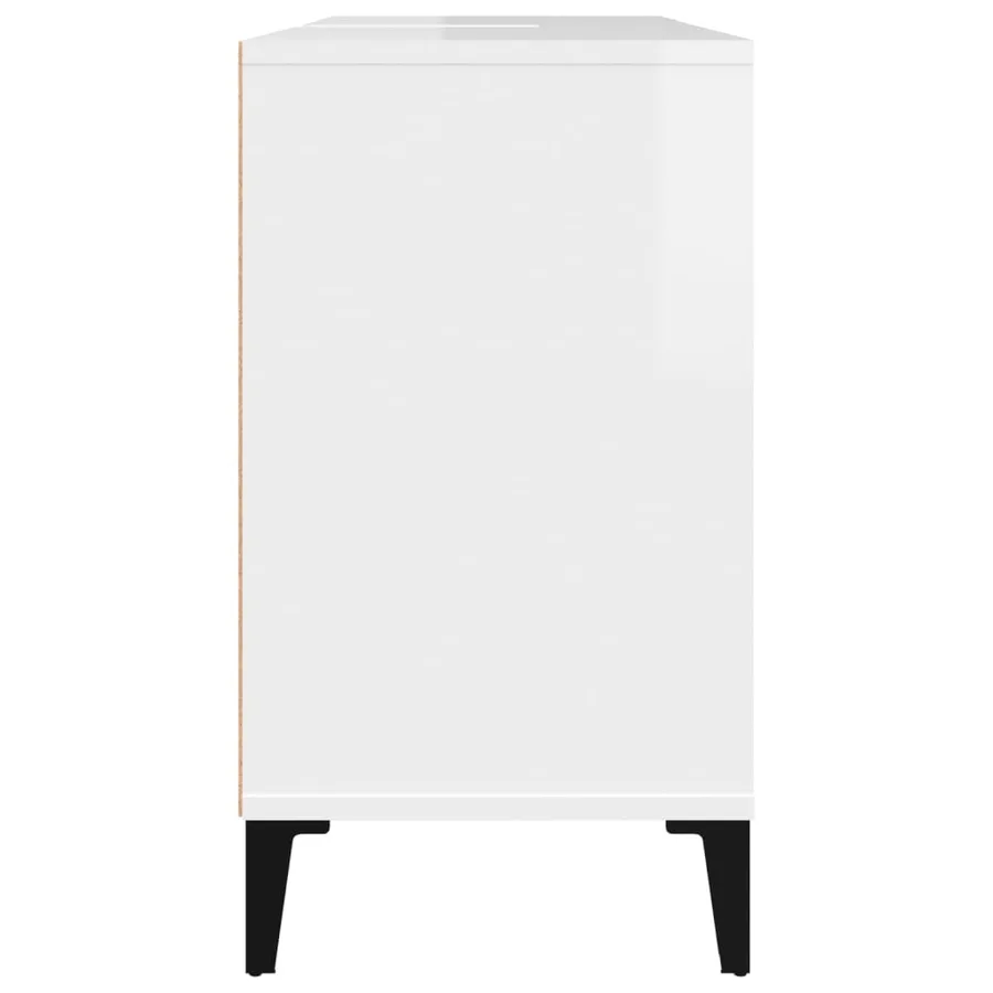 Meuble d'évier blanc brillant 80x33x60 cm bois d'ingénierie - 8