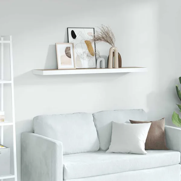 Étagère flottante murale chêne et blanc 80x23,5x3,8 cm MDF