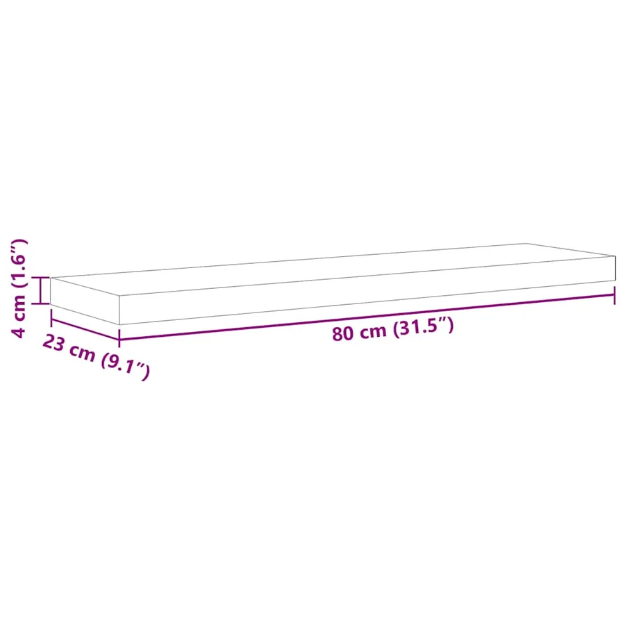 Étagère flottante murale chêne et blanc 80x23,5x3,8 cm MDF - 14