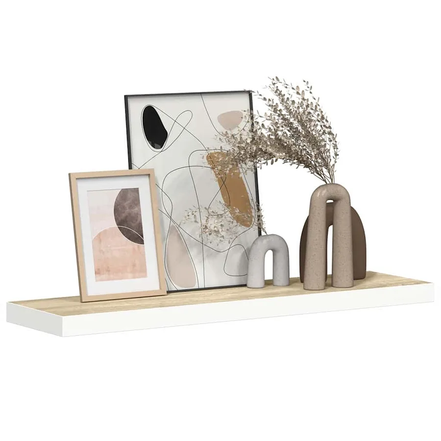 Étagère flottante murale chêne et blanc 80x23,5x3,8 cm MDF - 5