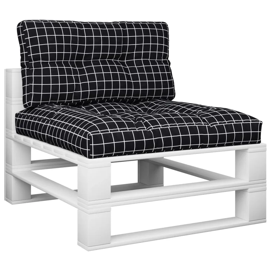 Coussins de palette lot de 2 motif à carreaux noir tissu - 3