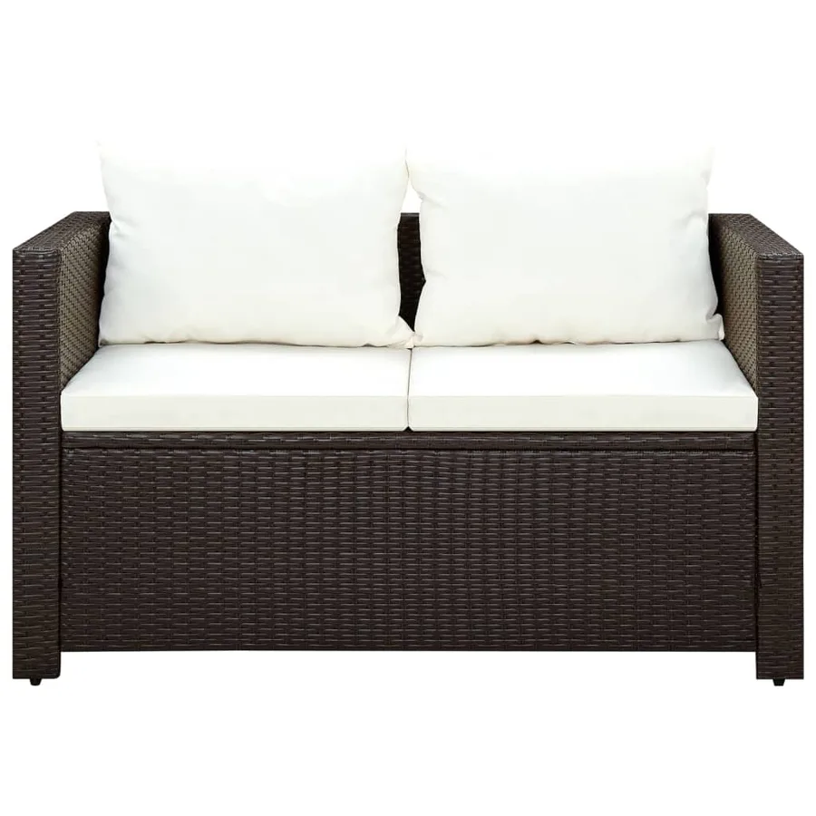 Ensemble de bistro 3 pcs avec coussins marron résine tressée - 3