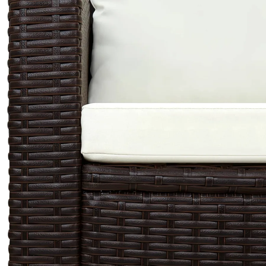 Ensemble de bistro 3 pcs avec coussins marron résine tressée - 5