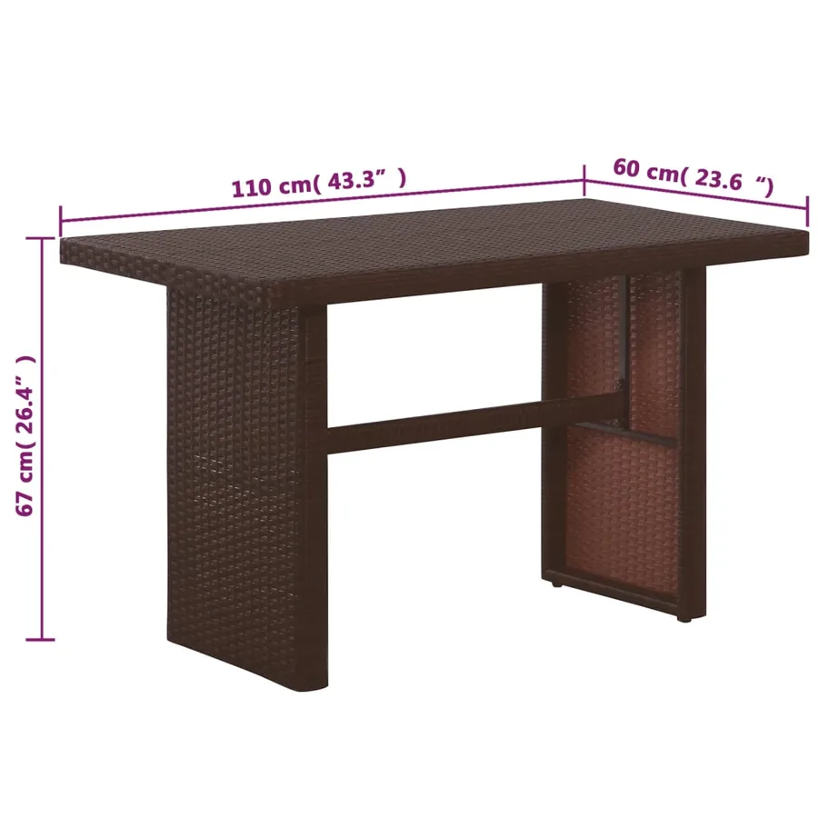 Ensemble de bistro 3 pcs avec coussins marron résine tressée - 6