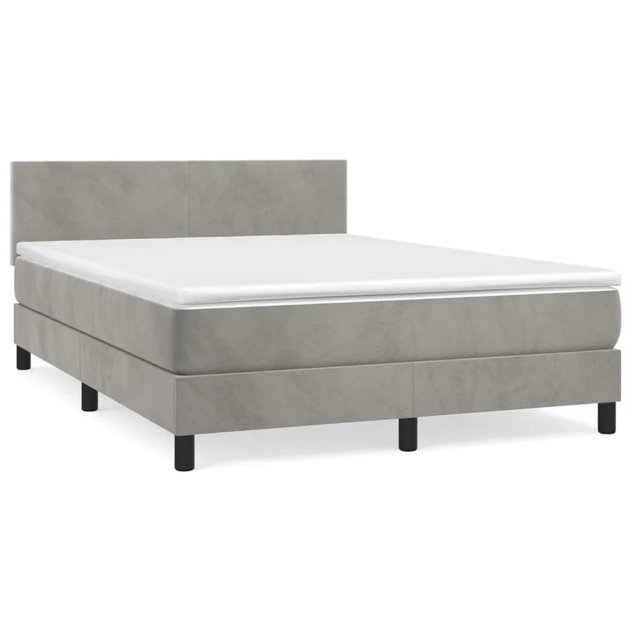 Sommier à lattes de lit et matelas Gris clair 140x190cm Velours - 2