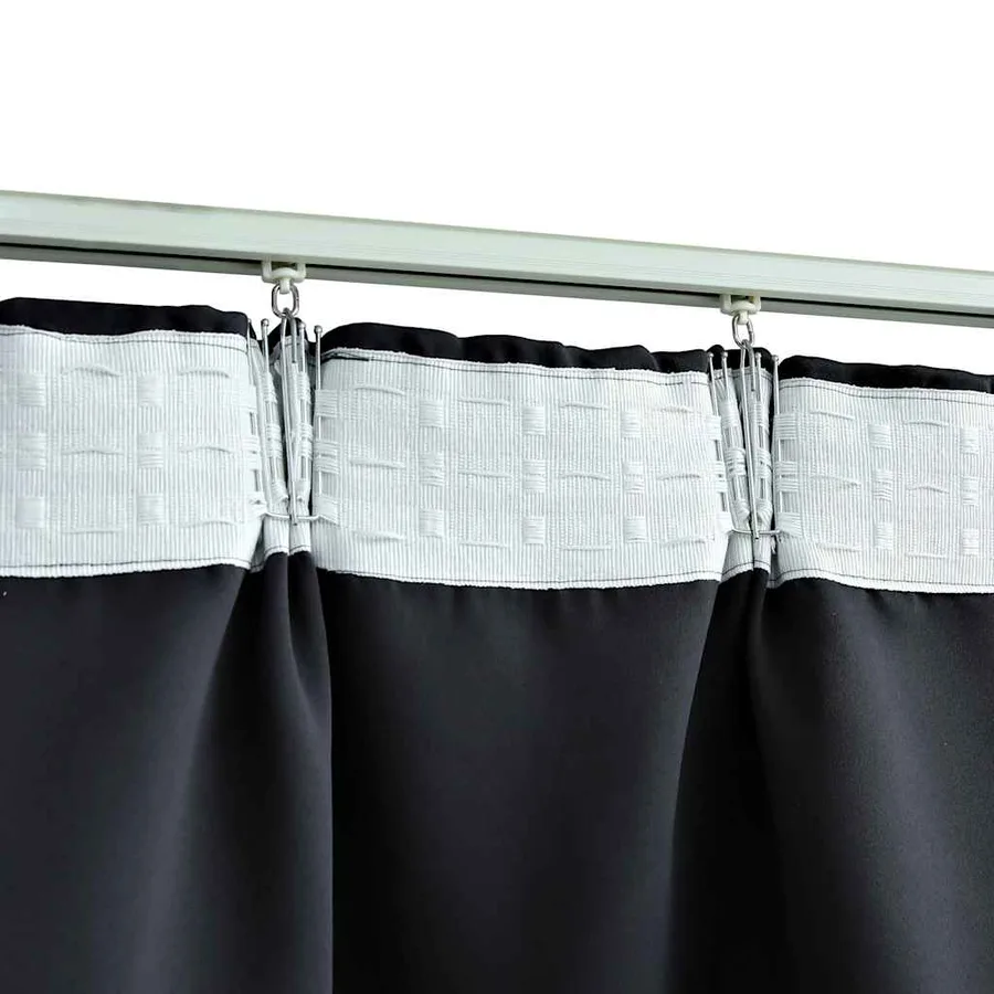Rideaux occultants avec crochets 2 pcs Noir 140x245 cm - 3
