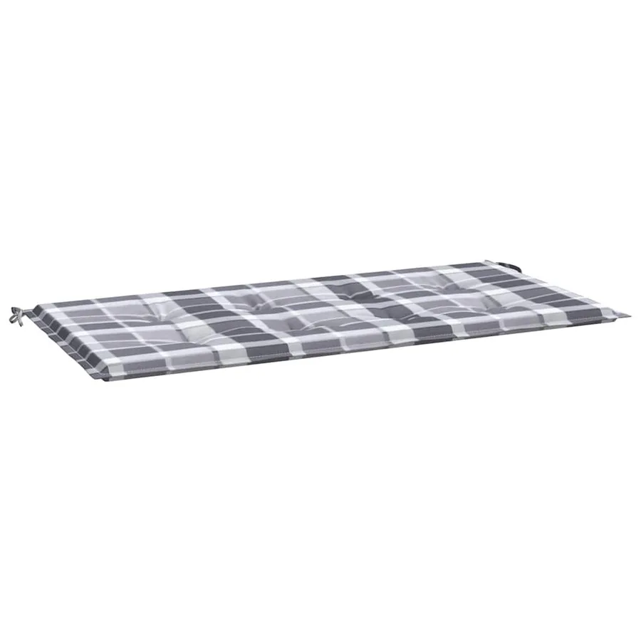 Coussin de banc de jardin motif à carreaux gris 100x50x3 cm - 2