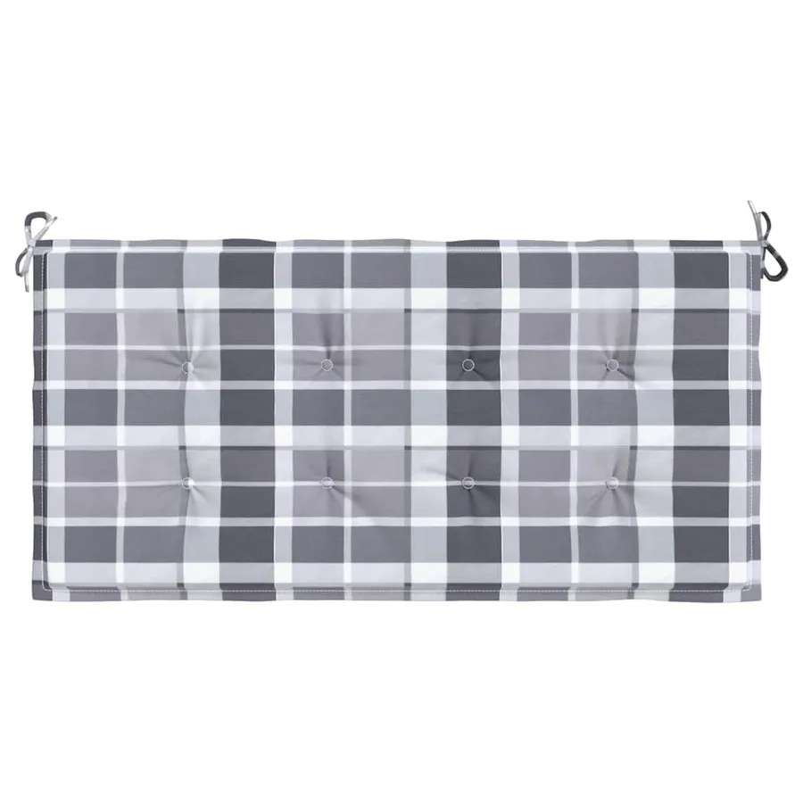 Coussin de banc de jardin motif à carreaux gris 100x50x3 cm - 4
