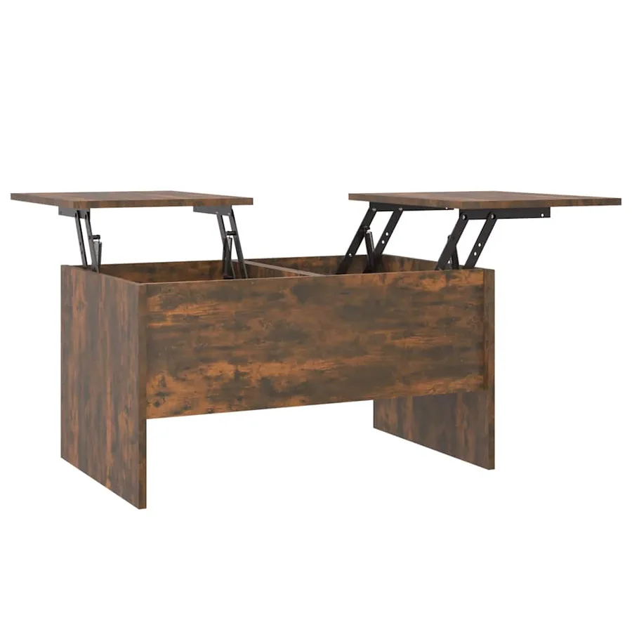 Table basse chêne fumé 80x50x42,5 cm bois d'ingénierie - 2