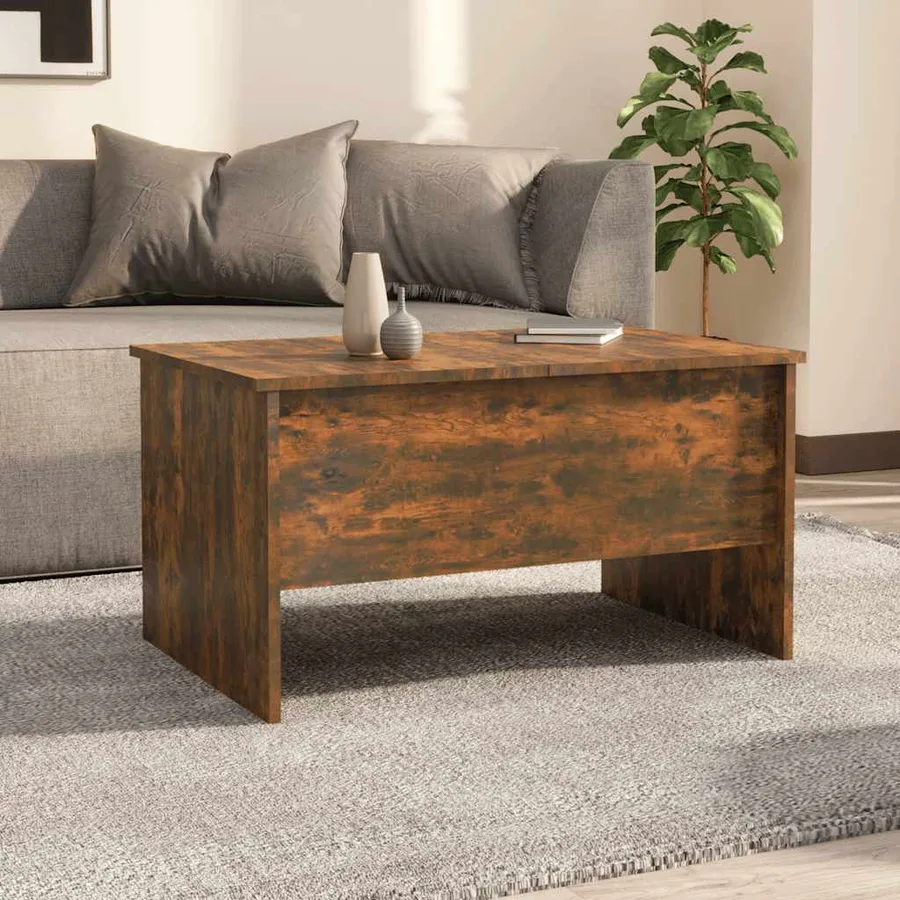 Table basse chêne fumé 80x50x42,5 cm bois d'ingénierie - 3