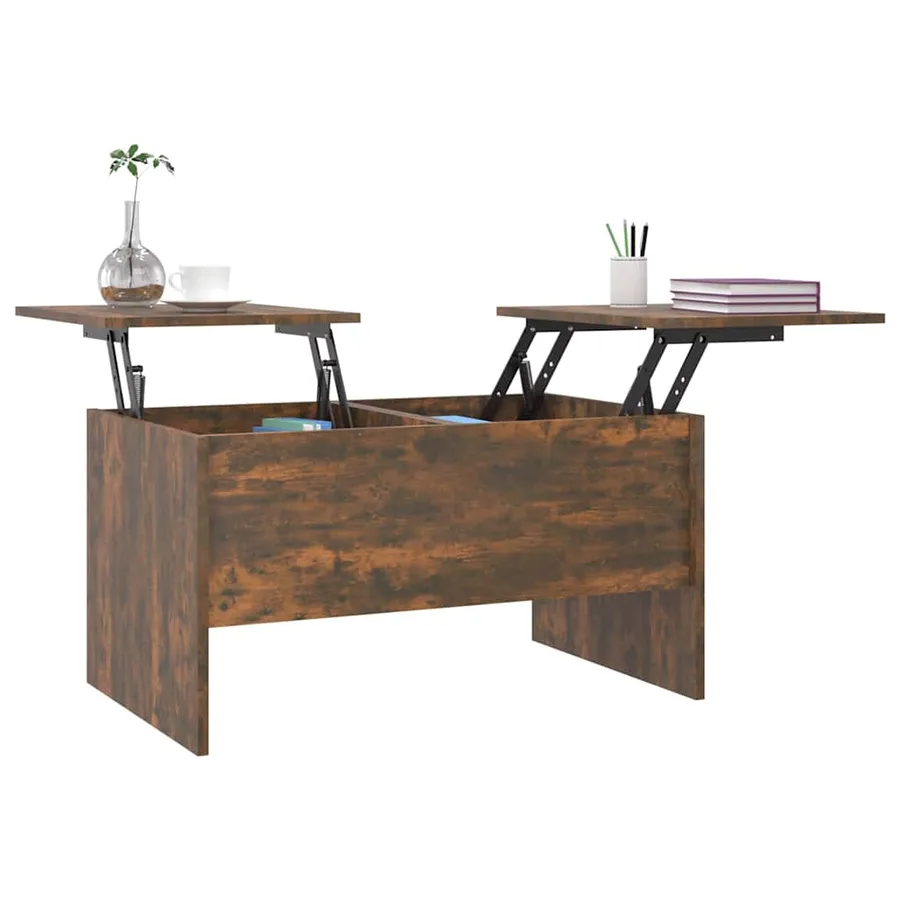 Table basse chêne fumé 80x50x42,5 cm bois d'ingénierie - 4