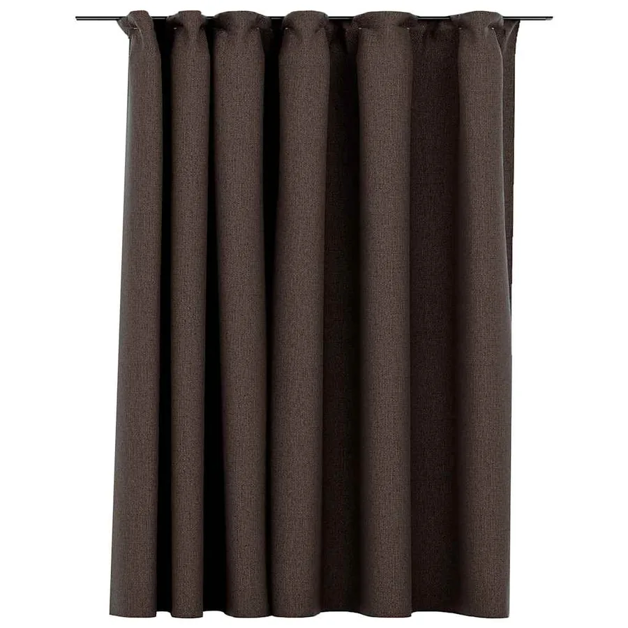 Rideau occultant d'aspect de lin avec crochets Taupe 290x245 cm - 2