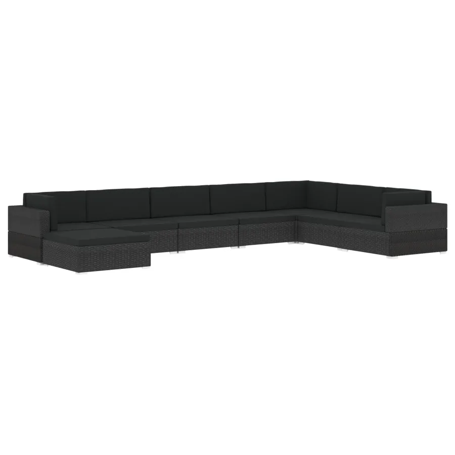 Repose-pied sectionnel 1 pc avec coussin Résine tressée Noir - 12