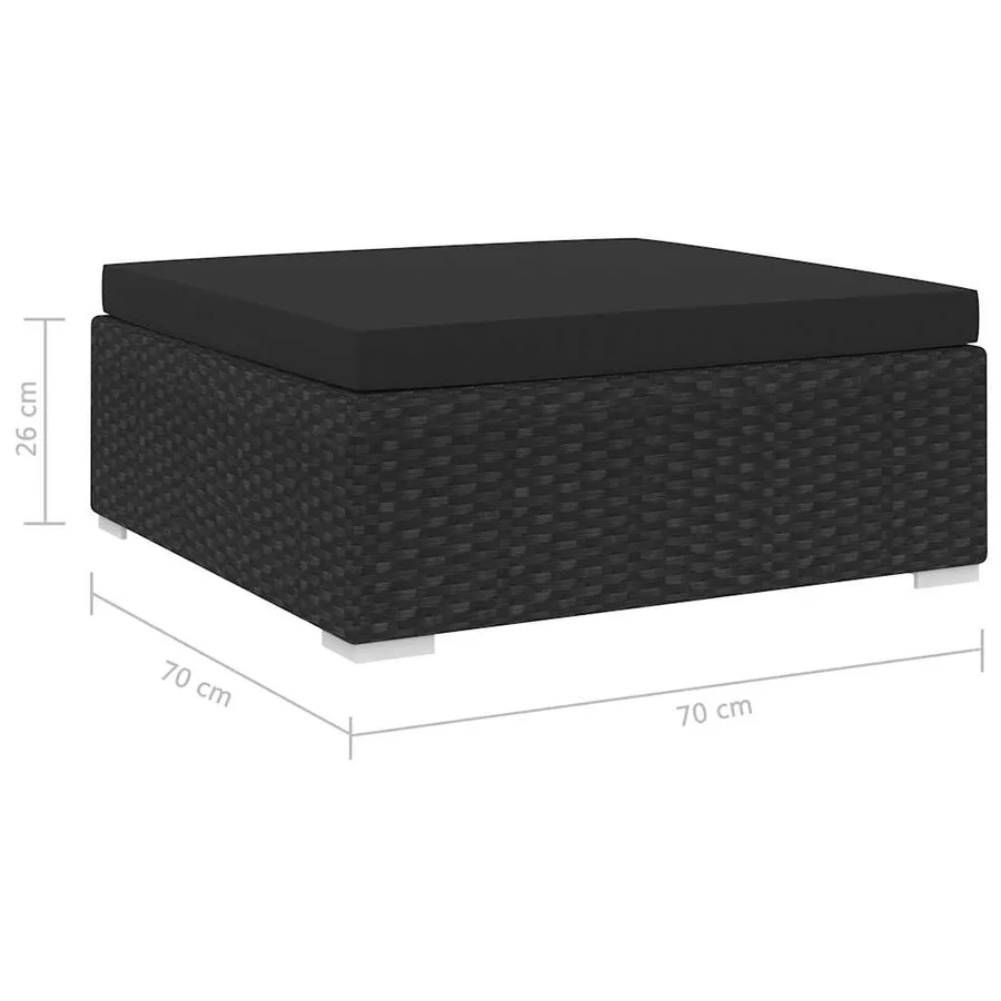 Repose-pied sectionnel 1 pc avec coussin Résine tressée Noir - 4