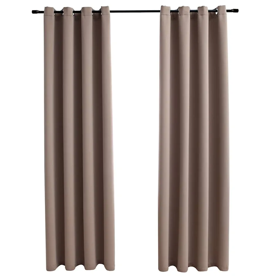 Rideaux occultants avec anneaux en métal 2 pcs Taupe 140x225 cm - 2